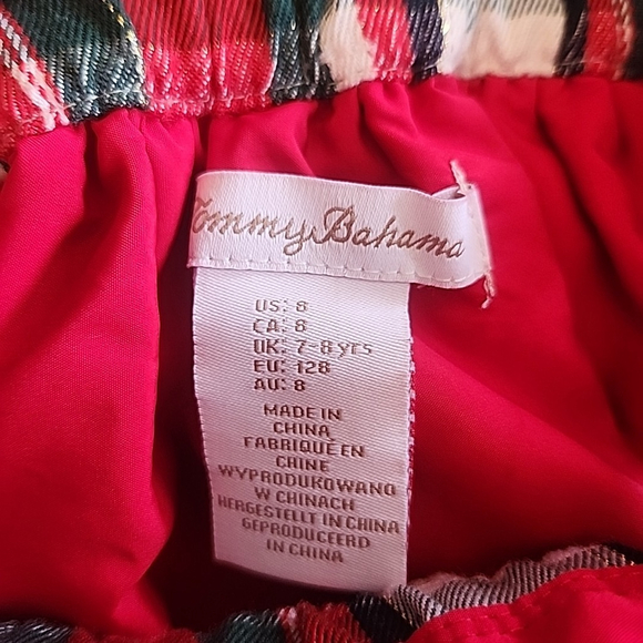 Tommy Bahama Girls Holiday Red Plaid Overall Dress Size 8 B2 - Picture 2 of 4